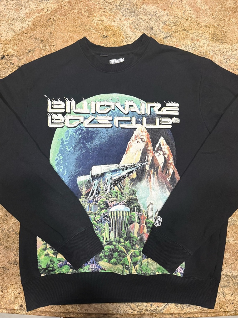 Billionaire Boys Club Black Oversized Graphic Crewneck Sweatshirt Large